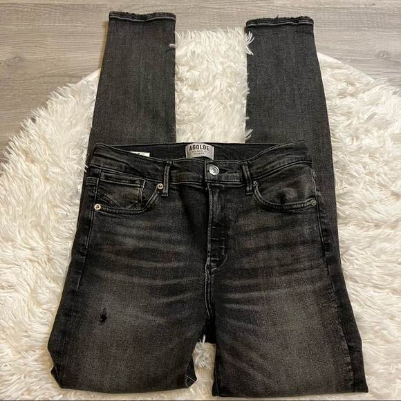 Agolde Sophie Distressed Skinny Jeans in Silence Black - Picture 3 of 13